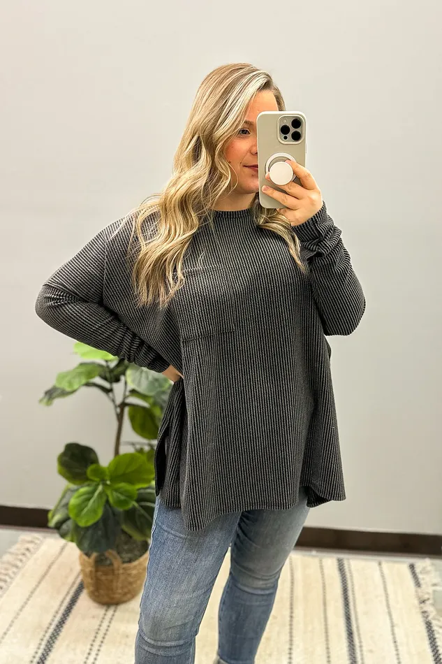 Heimish All Things Good Ribbed Dolman Top Earrings