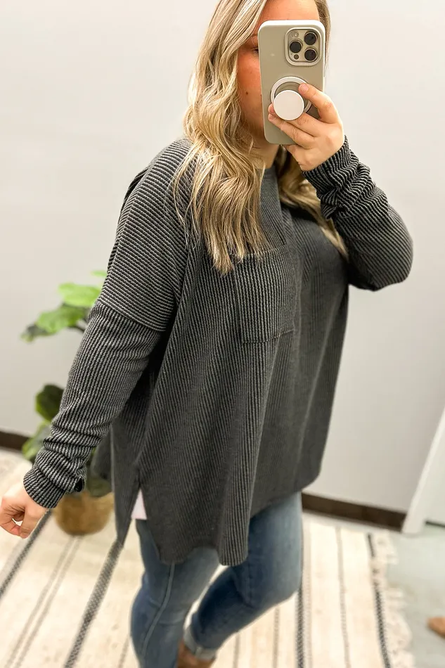 Heimish All Things Good Ribbed Dolman Top Earrings