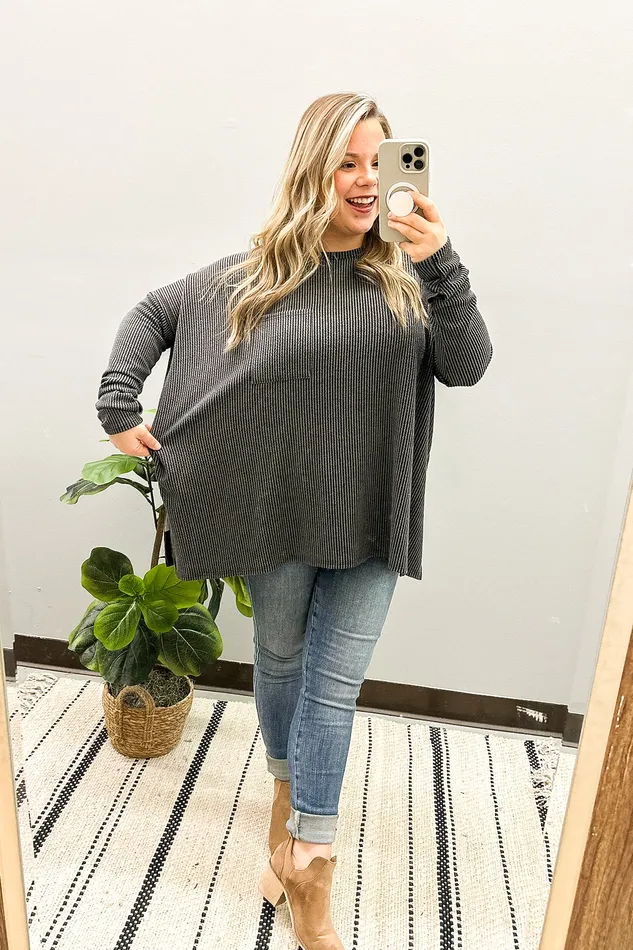 Heimish All Things Good Ribbed Dolman Top Earrings