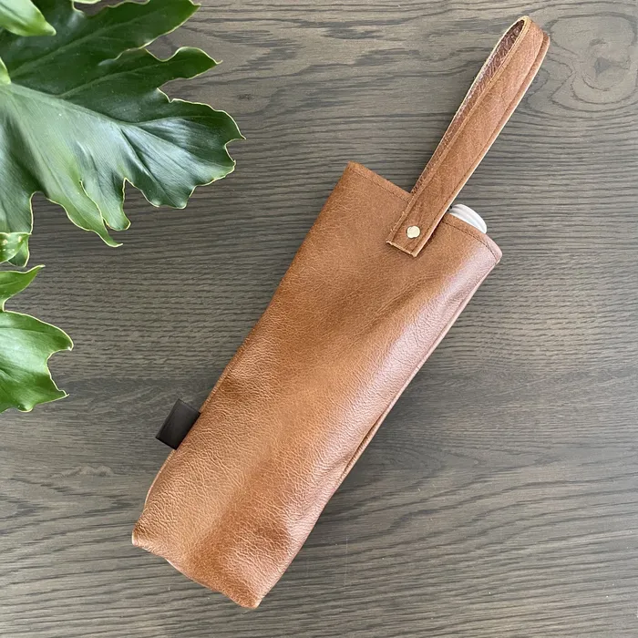 HJT Earrings Leather Wine Bag Single Toffee