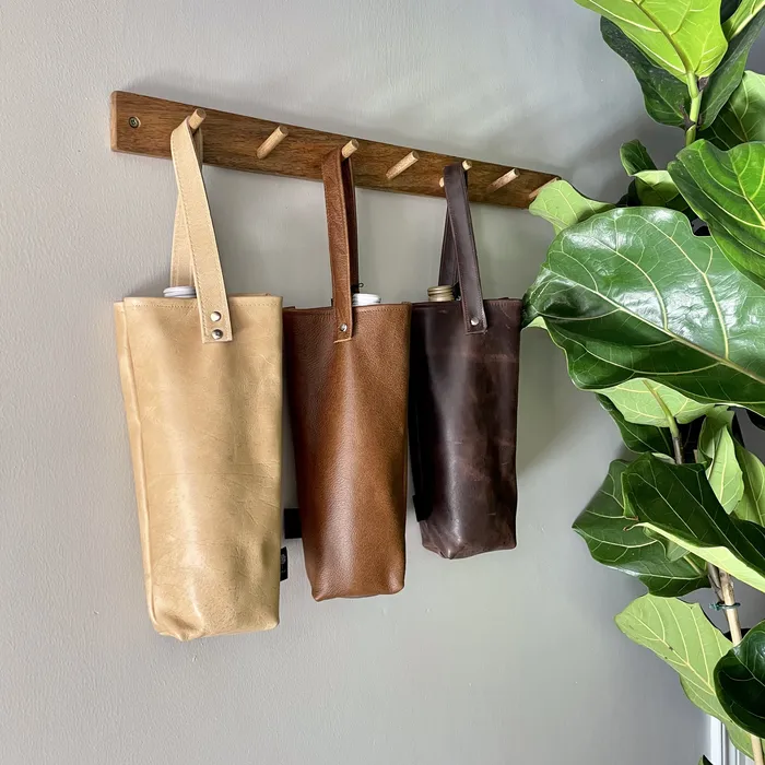 HJT Earrings Leather Wine Bag Single Toffee