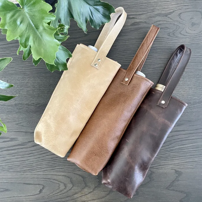 HJT Earrings Leather Wine Bag Single Toffee