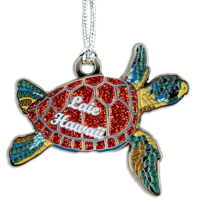 IMPULSESOUV Laie Hawaii Red Glitter Turtle Ornament 2 Earrings