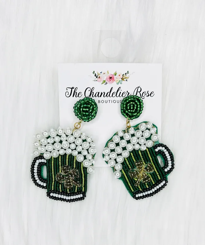 IRISH PINT BEADED EARRINGS The Chandelier Rose Boutique Earrings