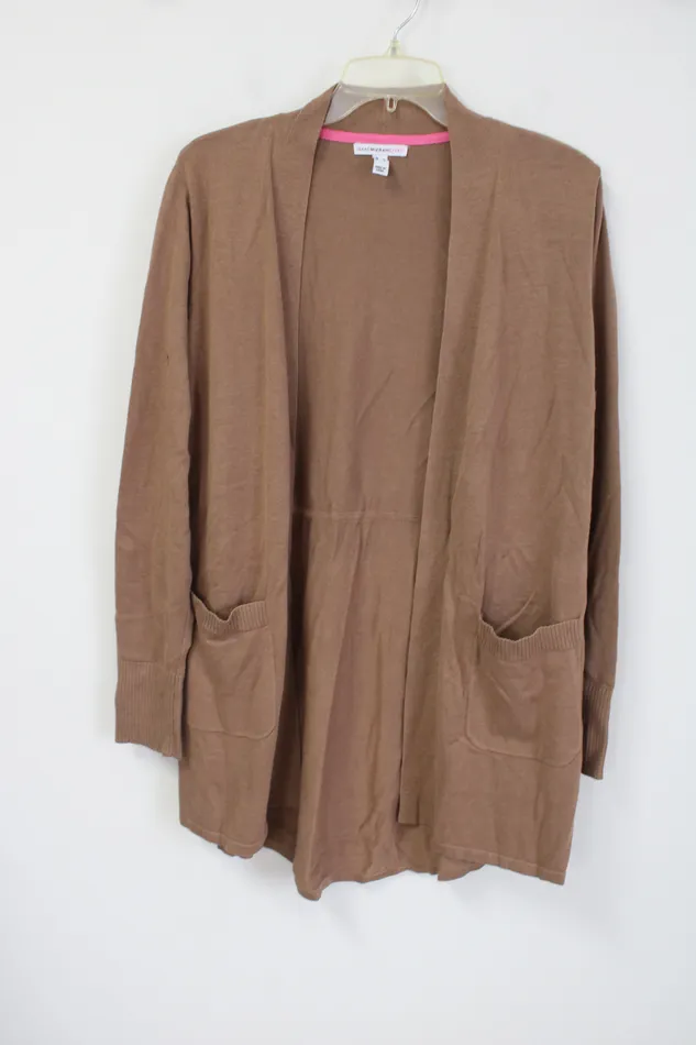 Isaac Mizrahi Live Brown Knit Cardigan M Isaac Mizrahi Earrings