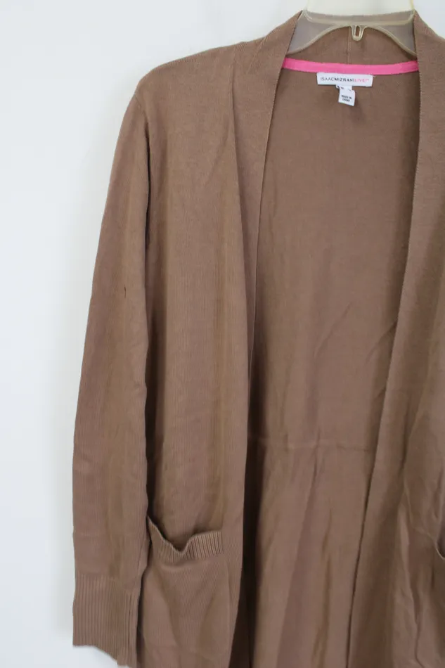 Isaac Mizrahi Live Brown Knit Cardigan M Isaac Mizrahi Earrings