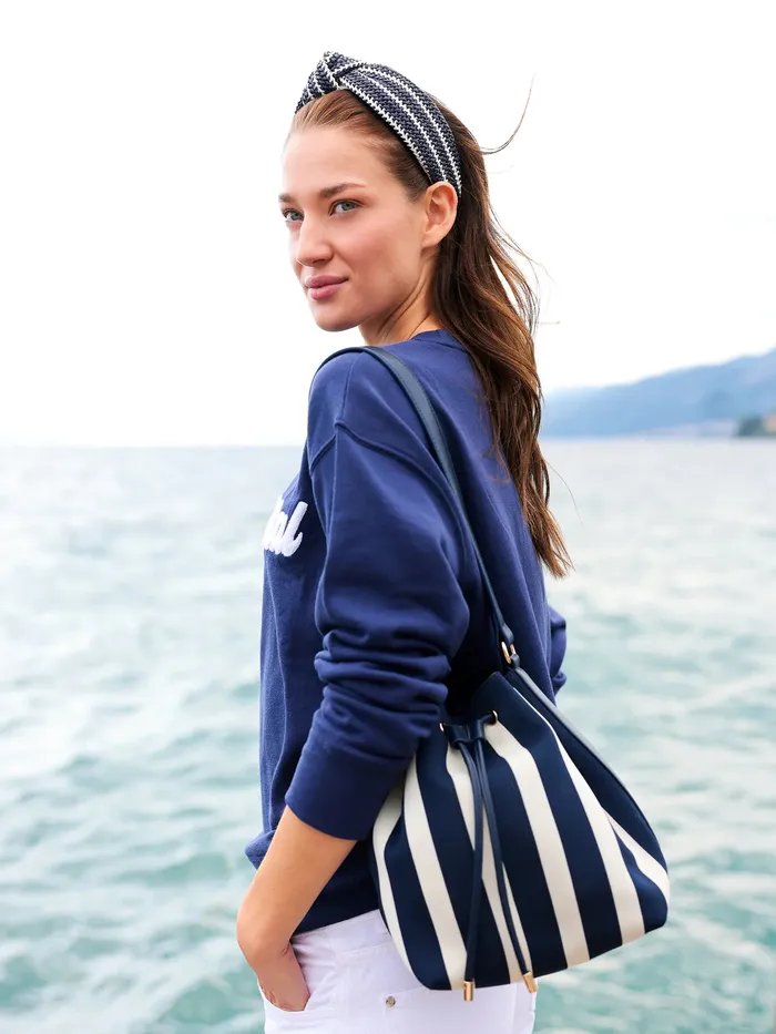 Isla Stripe Bucket Bag Shiraleah Earrings
