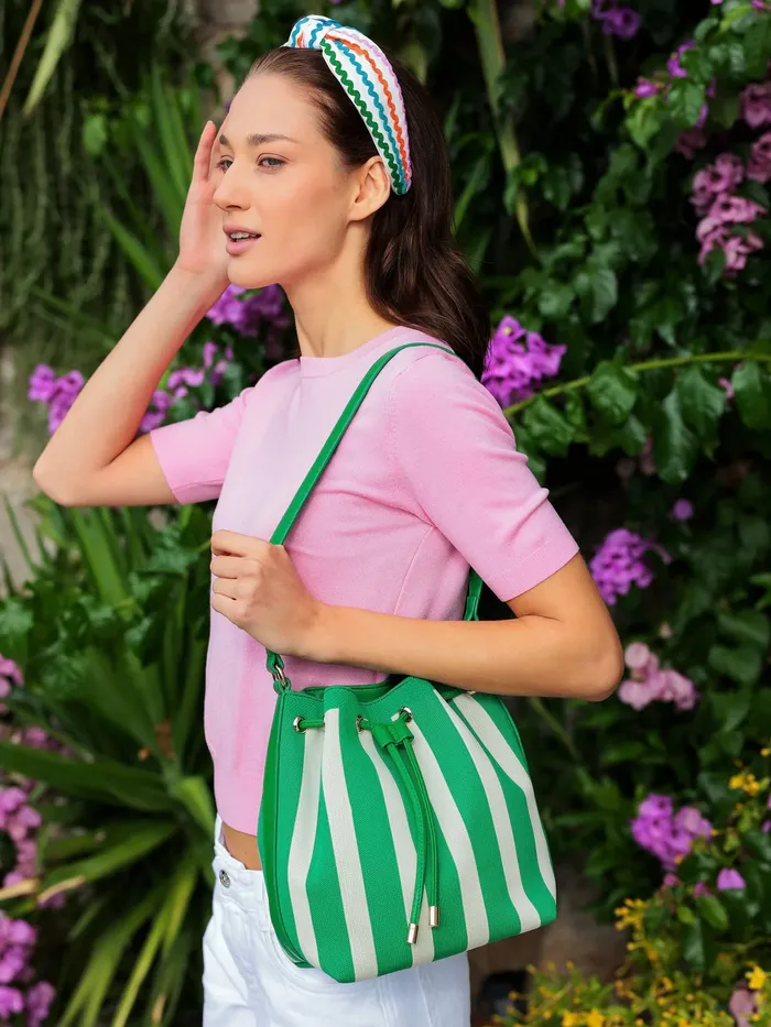 Isla Stripe Bucket Bag Shiraleah Earrings