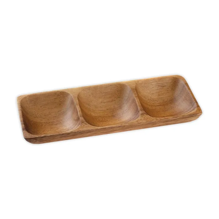 ISLANDERGRP Earrings Triple Dip Satinwood Condiment Dish