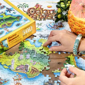ISLANDFUN Earrings Oahu Hawaii Jigsaw Puzzle by Steve Gray 500 Pieces