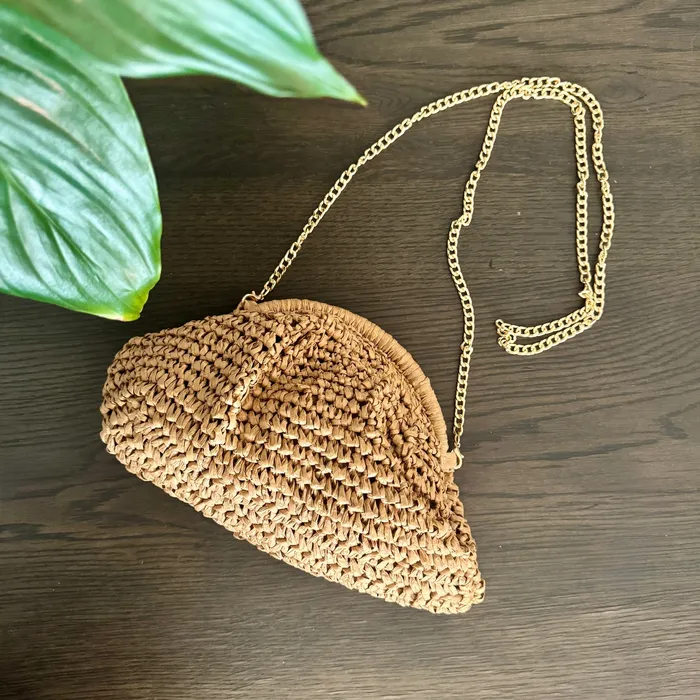 iszi ONLINE Natural Straw Cross Body Bag Necklaces
