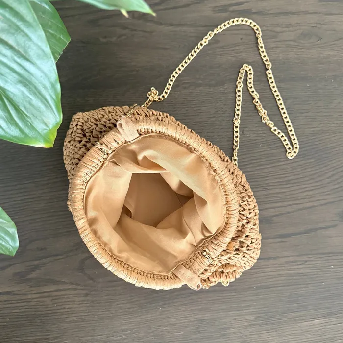 iszi ONLINE Natural Straw Cross Body Bag Necklaces