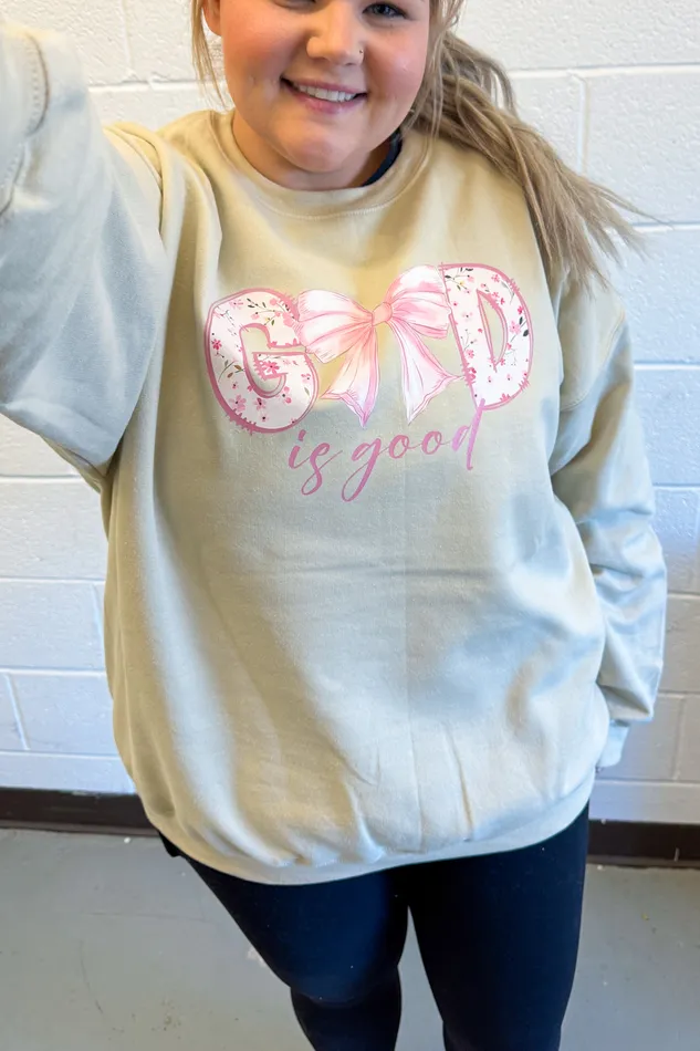 JL Franklins God Is Good Crewneck Sweatshirt Sand Earrings