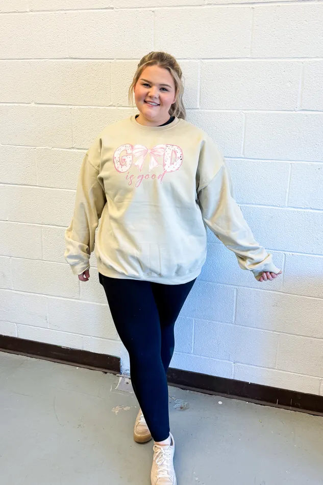 JL Franklins God Is Good Crewneck Sweatshirt Sand Earrings