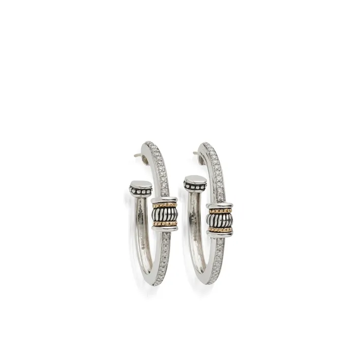 John Atencio Earrings Apollo Pave Diamond Oval Hoop Earrings