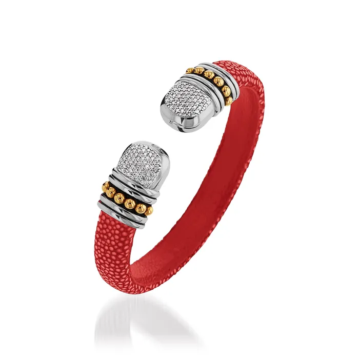 John Atencio Earrings Apollo Shagreen Cuff with Pave Diamonds