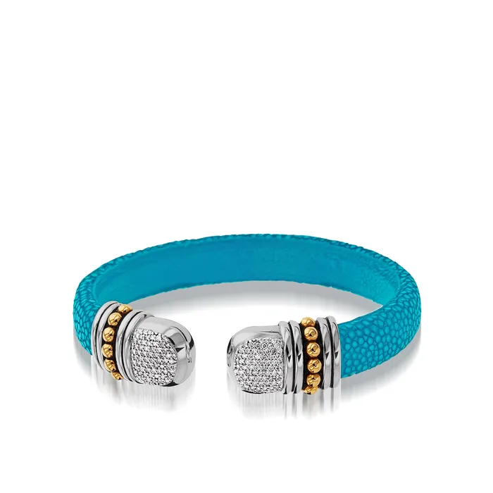 John Atencio Earrings Apollo Shagreen Cuff with Pave Diamonds