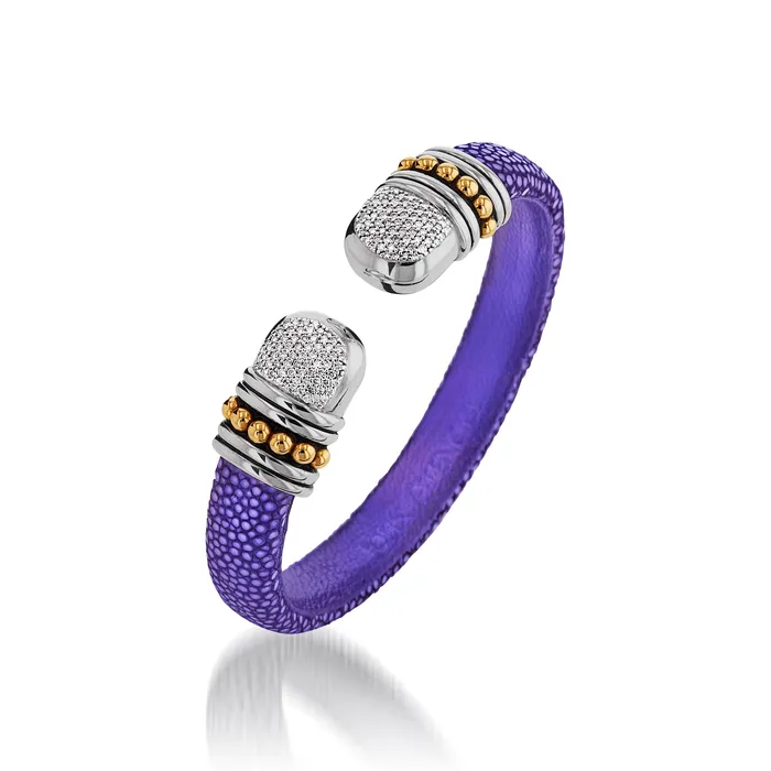 John Atencio Earrings Apollo Shagreen Cuff with Pave Diamonds