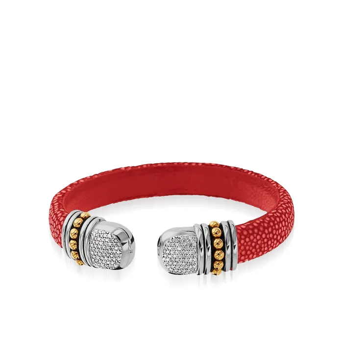 John Atencio Earrings Apollo Shagreen Cuff with Pave Diamonds