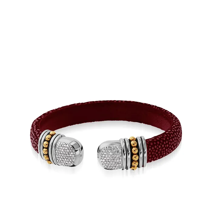 John Atencio Earrings Apollo Shagreen Cuff with Pave Diamonds