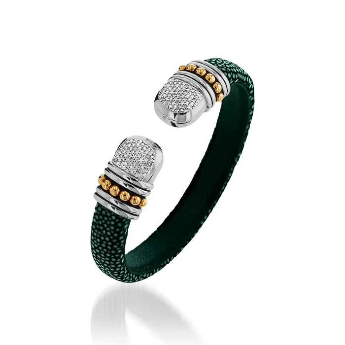 John Atencio Earrings Apollo Shagreen Cuff with Pave Diamonds