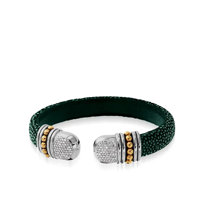 John Atencio Earrings Apollo Shagreen Cuff with Pave Diamonds