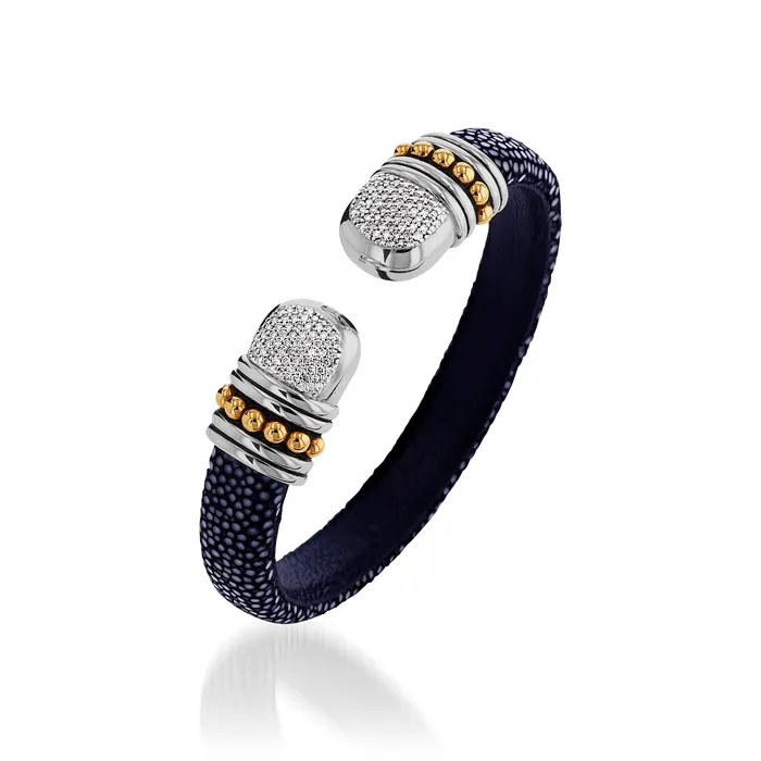 John Atencio Earrings Apollo Shagreen Cuff with Pave Diamonds