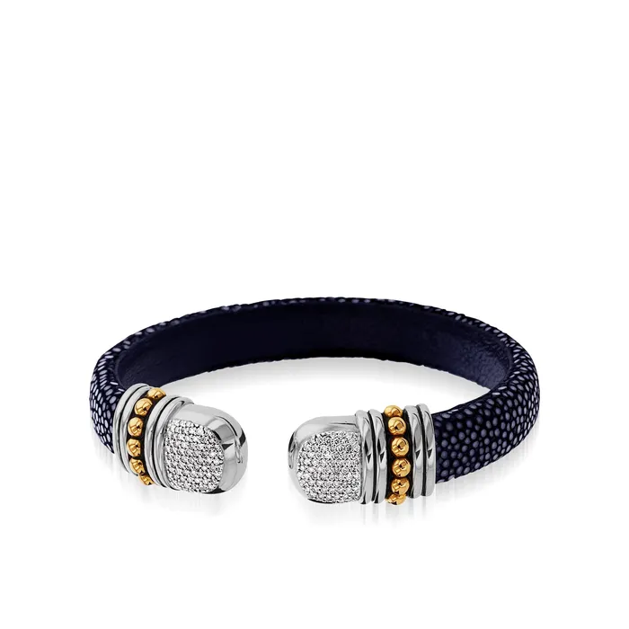 John Atencio Earrings Apollo Shagreen Cuff with Pave Diamonds