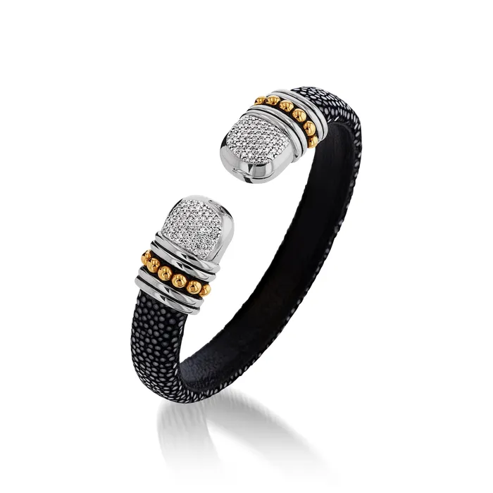 John Atencio Earrings Apollo Shagreen Cuff with Pave Diamonds