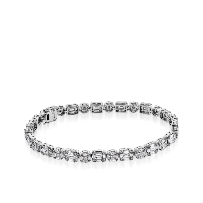 John Atencio Round and Baguette Cluster Diamond Tennis Bracelet Bracelets John Atencio Round and Baguette Cluster Diamond Tennis Bracelet Bracelets