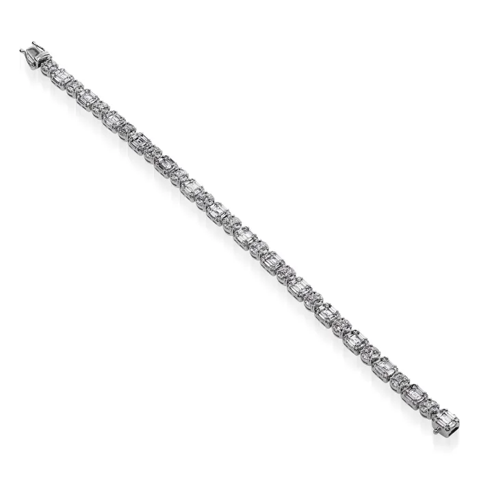 John Atencio Round and Baguette Cluster Diamond Tennis Bracelet Bracelets John Atencio Round and Baguette Cluster Diamond Tennis Bracelet Bracelets