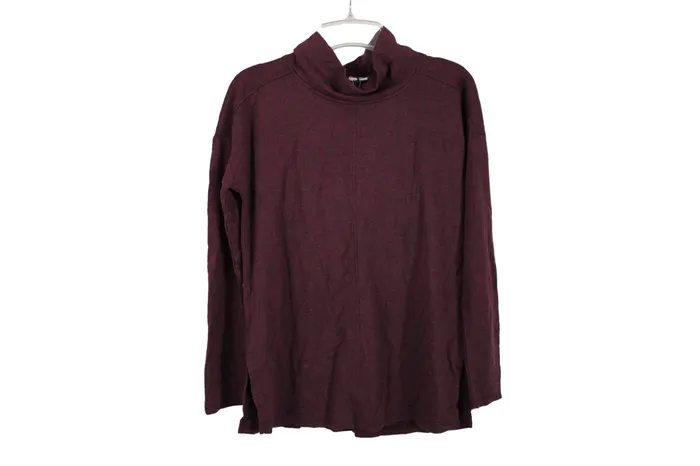 Jubilee Thrift Earrings Maroon Fleece Lined Mock Neck Top S