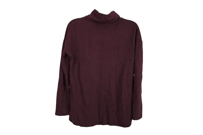 Jubilee Thrift Earrings Maroon Fleece Lined Mock Neck Top S