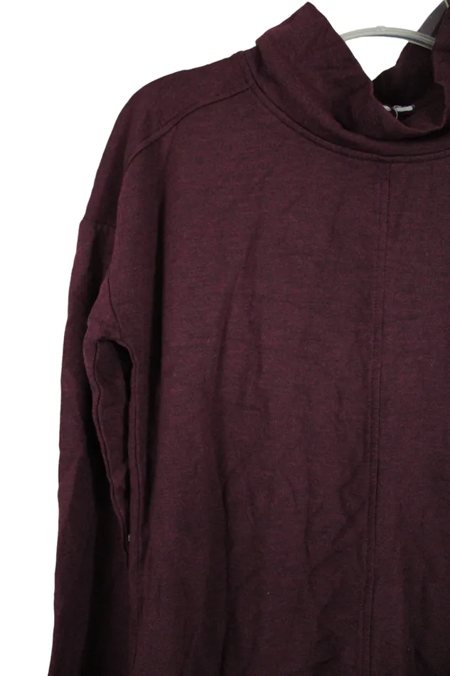Jubilee Thrift Earrings Maroon Fleece Lined Mock Neck Top S