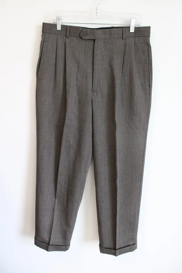 Jubilee Thrift Earrings Vintage Brown Trouser Pants 32X27