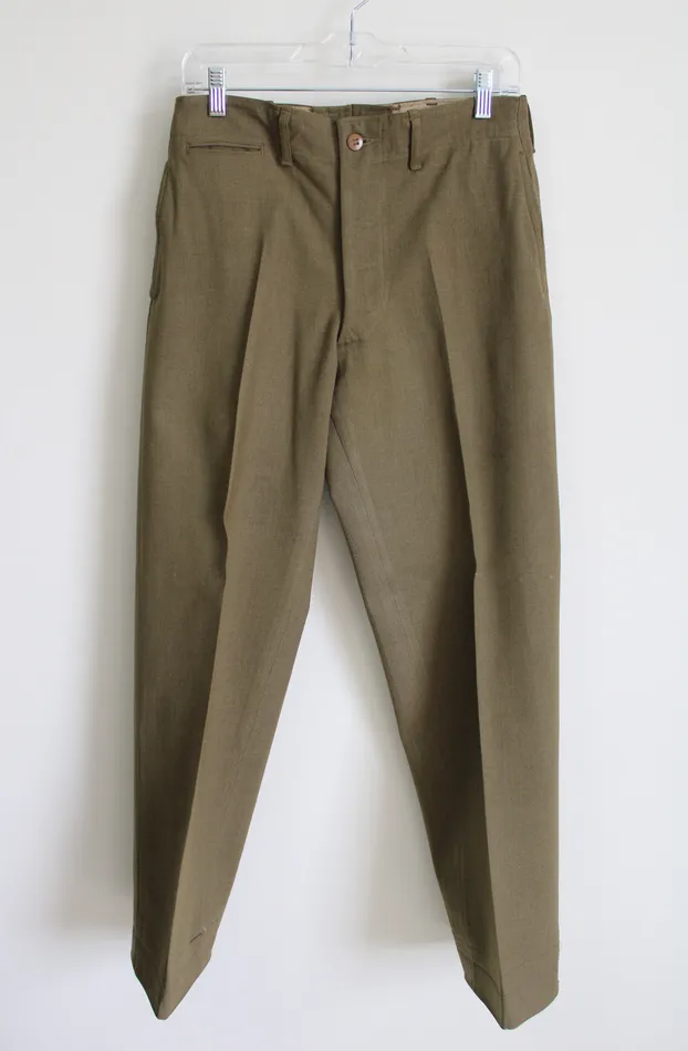 Jubilee Thrift Earrings Vintage US Military Wool Olive Serge Pants 32