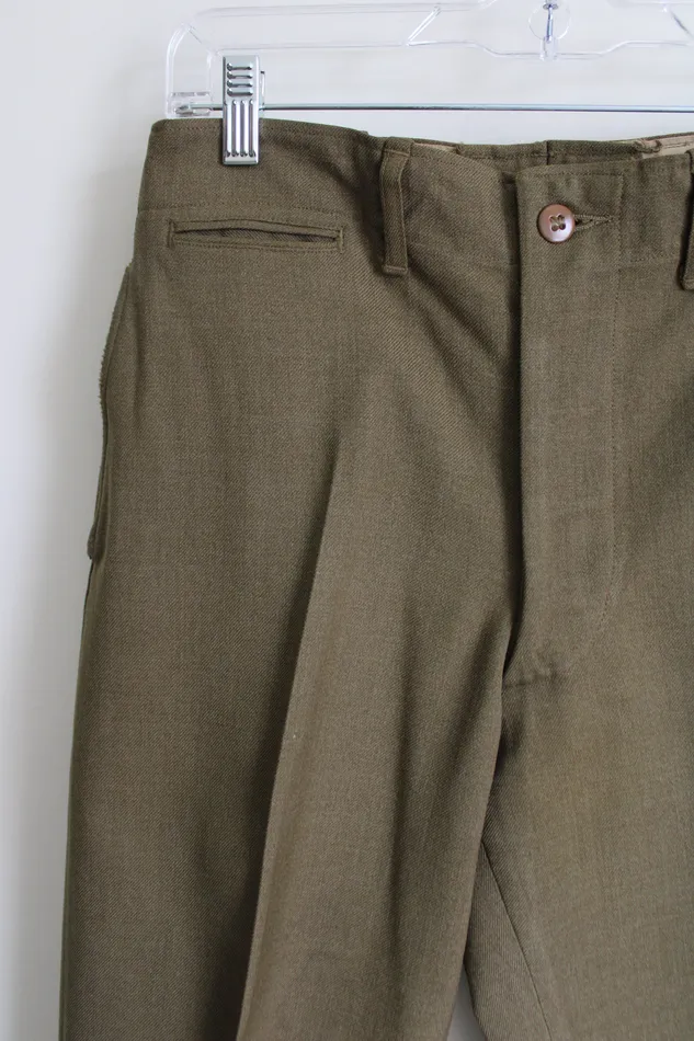 Jubilee Thrift Earrings Vintage US Military Wool Olive Serge Pants 32