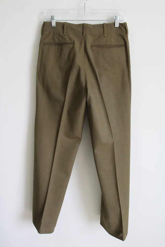 Jubilee Thrift Earrings Vintage US Military Wool Olive Serge Pants 32