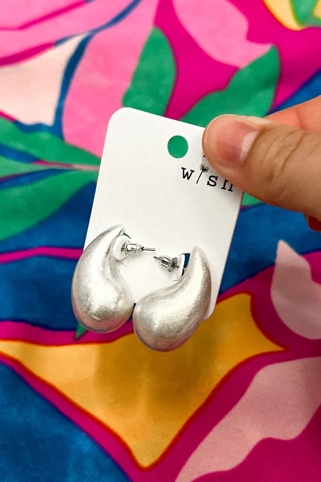 Judson Earrings Metallic Teardrop Post Drop Earrings Silver