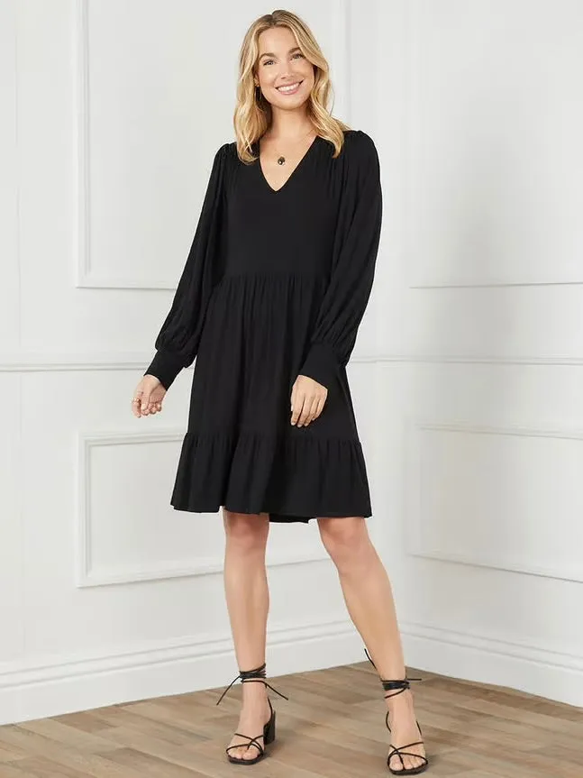 Karen Kane Inc Earrings Karen Kane Long Sleeve Tiered Dress