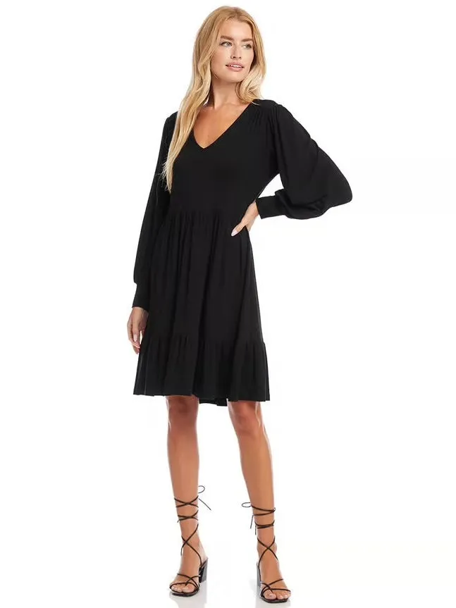 Karen Kane Inc Earrings Karen Kane Long Sleeve Tiered Dress