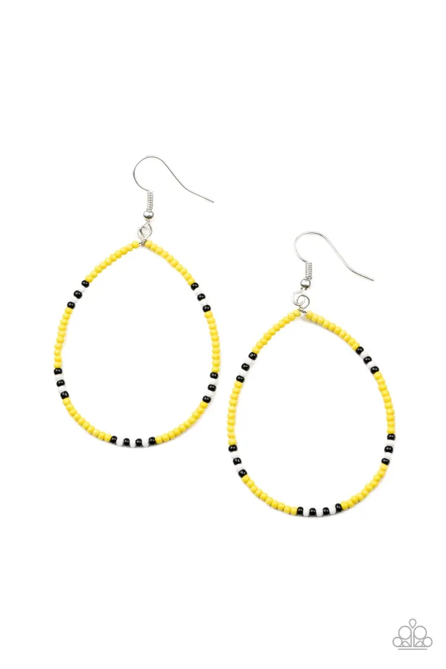 Keep Up The Good BEADWORK Yellow Paparazzi Accessories Earrings