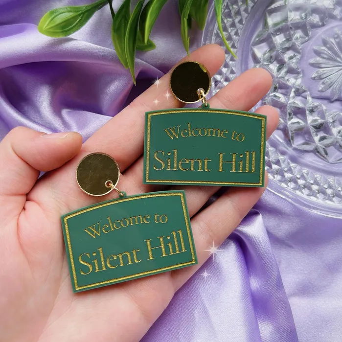 KGF Jewelry Silent Hill Sign Acrylic Earrings Keychains Pins Earrings