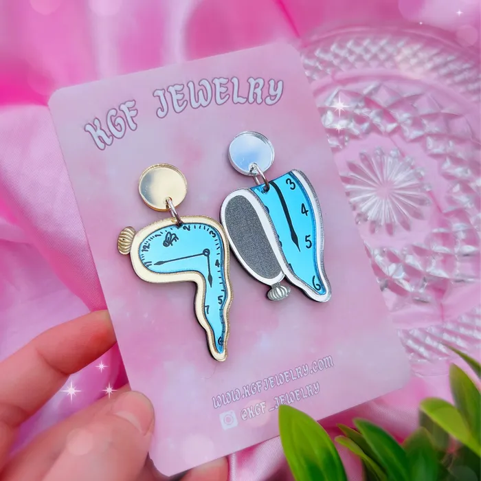 kgfjewelry Earrings Melting Dali Clocks Acrylic Earrings