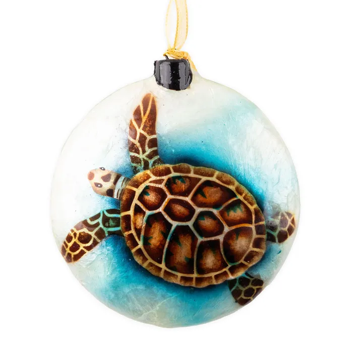 KUBLACRAFTS Earrings Kubla Crafts Sea Turtle Capiz Shell Holiday Ornament