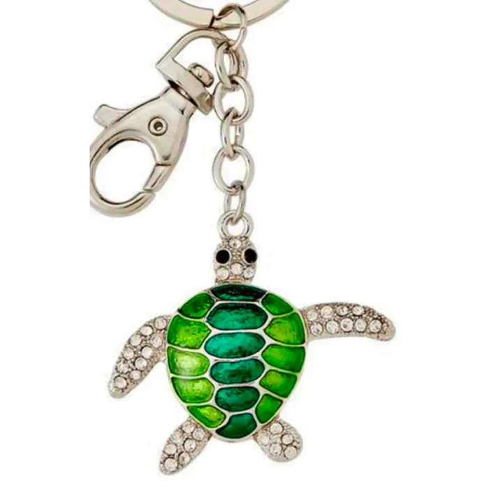 KUBLACRAFTS Kubla Crafts Crystal Green Sea Turtle Key ChainFob Necklaces