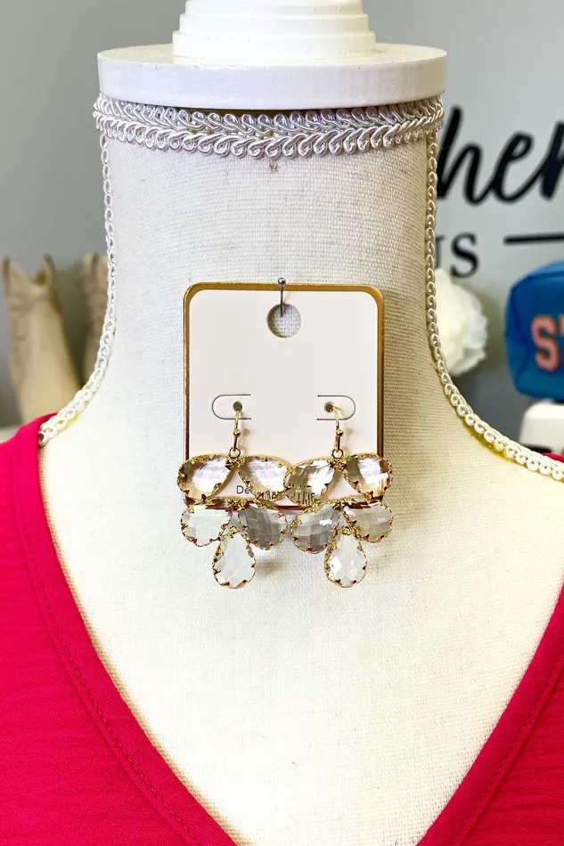 Leaf Shape Glass Earrings Golden Stella Earrings
