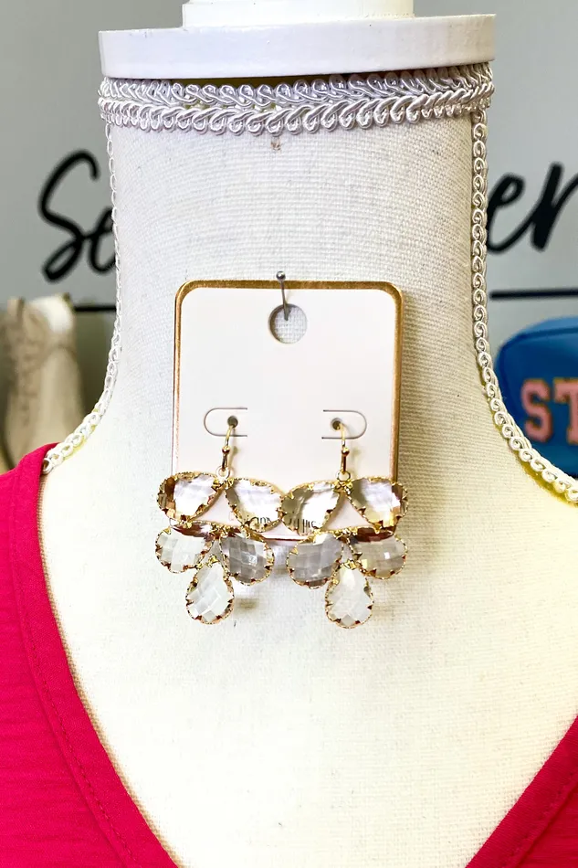 Leaf Shape Glass Earrings Golden Stella Earrings