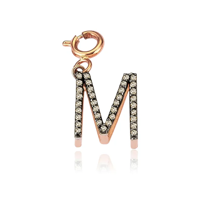 Letter M Pav Charm Kismet by MILKA Charm Necklaces