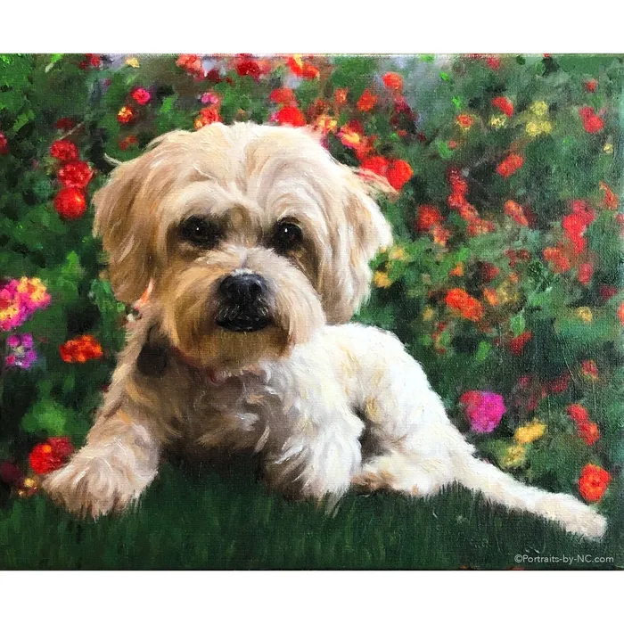 Lhasa Apso Poodle Mix Dog Oil Portrait Portraits by NC Earrings